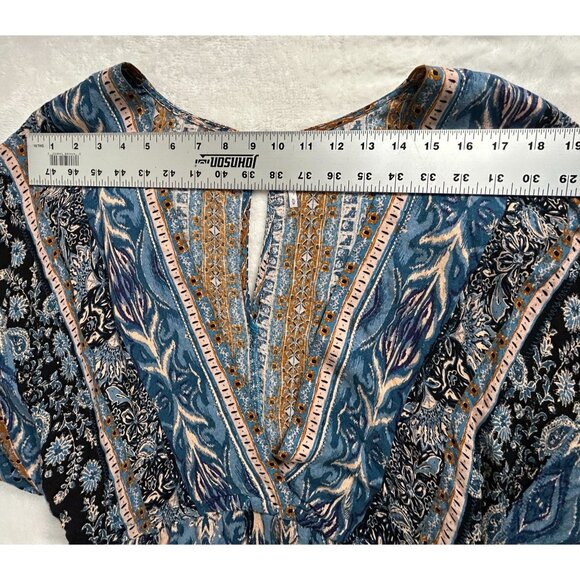 Free People Mixed Print Bohemian Style Romper Medium Dolman Sleeve Wide-Leg - Picture 6 of 8